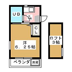 ラテール国立 2階1Kの間取り