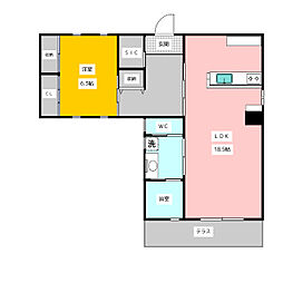 小林コーポ 1階1LDKの間取り
