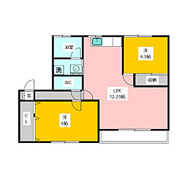 富士本コーポ 3階2LDKの間取り