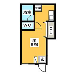 リーフハウス上水南 1階1Kの間取り