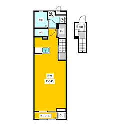 パフュームI 2階ワンルームの間取り
