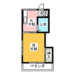 第二コーポヒジカタ 2階1Kの間取り