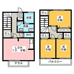 グレイス・パル国立B 1階3LDKの間取り