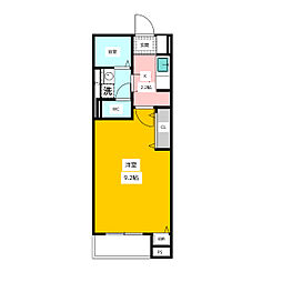 パフュームIII 4階1Kの間取り