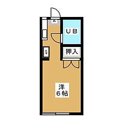 コーポパインハイム 1階ワンルームの間取り