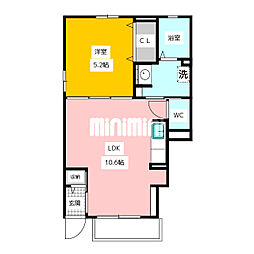 カルム上宿 1階1LDKの間取り