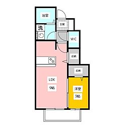 ヴィラージュ国立 1階1DKの間取り