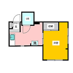 国分寺べんとみビル 2階1DKの間取り