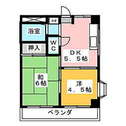 セレクト3 1階2DKの間取り