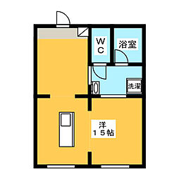 カゼトツキ 3階ワンルームの間取り
