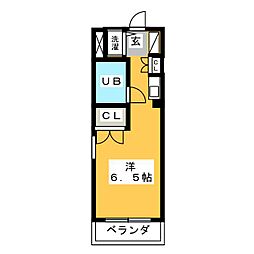 ヴィラ・エムロード 2階ワンルームの間取り