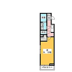 シェリール 2階1Kの間取り