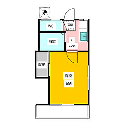 旭ヶ丘コーポ 1階1Kの間取り
