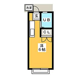 坂本荘 2階ワンルームの間取り