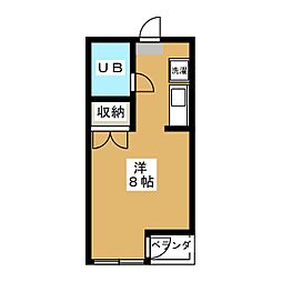 アメニティコウヤマ第12ガーデン 1階ワンルームの間取り