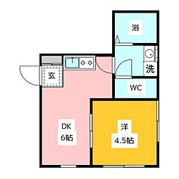カーサ・デルソーレ 1階1DKの間取り