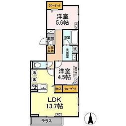 D-comodo小金井貫井北町 1階3LDKの間取り