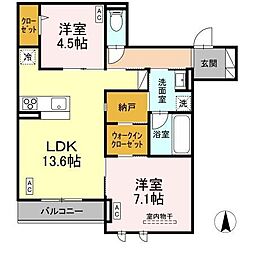 D-comodo小金井貫井北町 3階3LDKの間取り