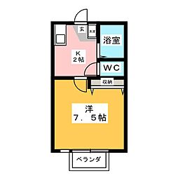 カームハイツ恋ヶ窪3 2階1Kの間取り