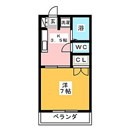 カームハイツ恋ヶ窪2 2階1Kの間取り