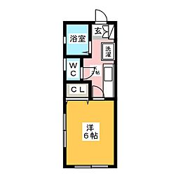 ガーデン国立 1Kの間取図画像