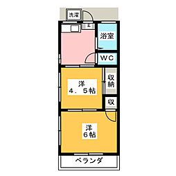 中荘 2Kの間取図画像