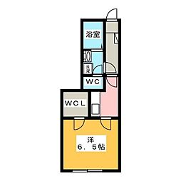 クワトロ・クォーレ 1Kの間取図画像