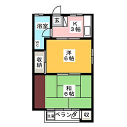 平田荘 2Kの間取図画像