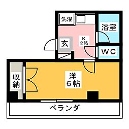 キャナルOGAWA 1Kの間取図画像