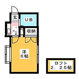 クレセント東元町 1Kの間取図画像