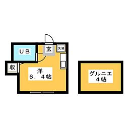 パールフラッツ ワンルームの間取図画像