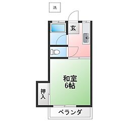 荒金アパート 1Kの間取図画像