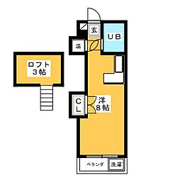 ライトピア国立 ワンルームの間取図画像