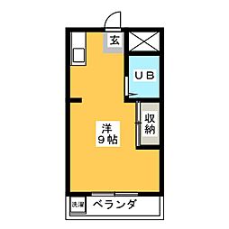 本二ヴィレッヂ ワンルームの間取図画像