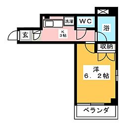 キャナルOGAWA 1Kの間取図画像
