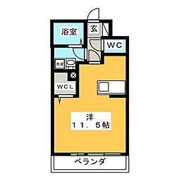 サンプレジール ワンルームの間取図画像