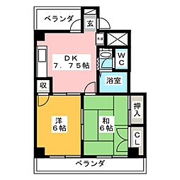 サンライズ61 2DKの間取図画像