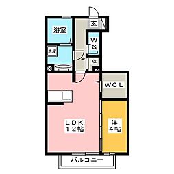 花水木F 1LDKの間取図画像