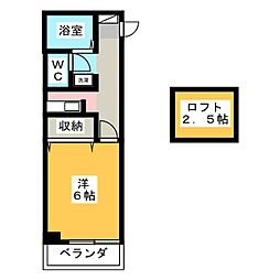 コーポ栄寿 1Kの間取図画像