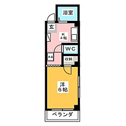 ファミールＴ 3階1Kの間取り
