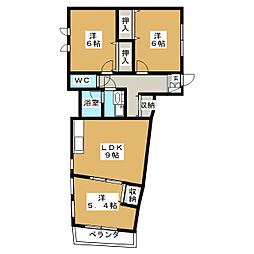 コルティーレ 2階3LDKの間取り