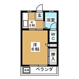 プラムハイム市川2 1階1Kの間取り