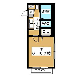 ディアスＹＵＭＡ 1階1Kの間取り