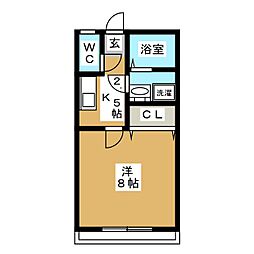 エルレーブII 1階1Kの間取り