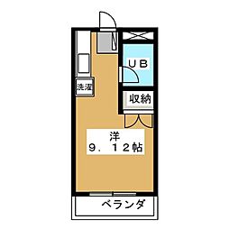 メゾンブランシュ 2階ワンルームの間取り