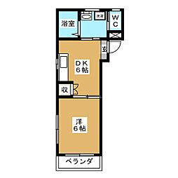ブランシェ相模原 2階1DKの間取り