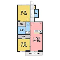 ラルブルボヌール 2LDKの間取図画像