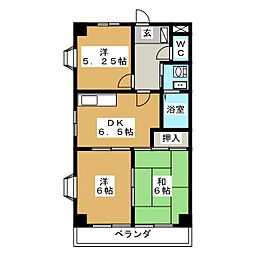 川誠ビル 3DKの間取図画像
