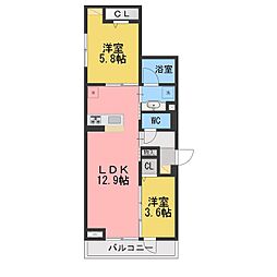 イヴレーア橋本 2LDKの間取図画像
