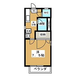 クレールハイツB 1Kの間取図画像
